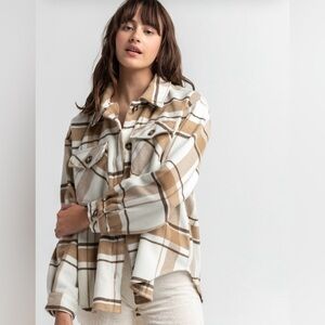Love Tree Mocha Brown Plaid Shacket